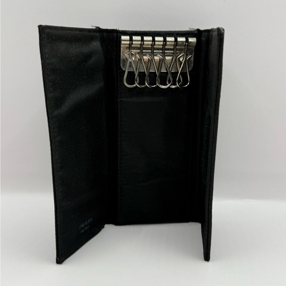 Prada Logo Plate Nylon 6 Ring Key Case - Picture 3 of 3